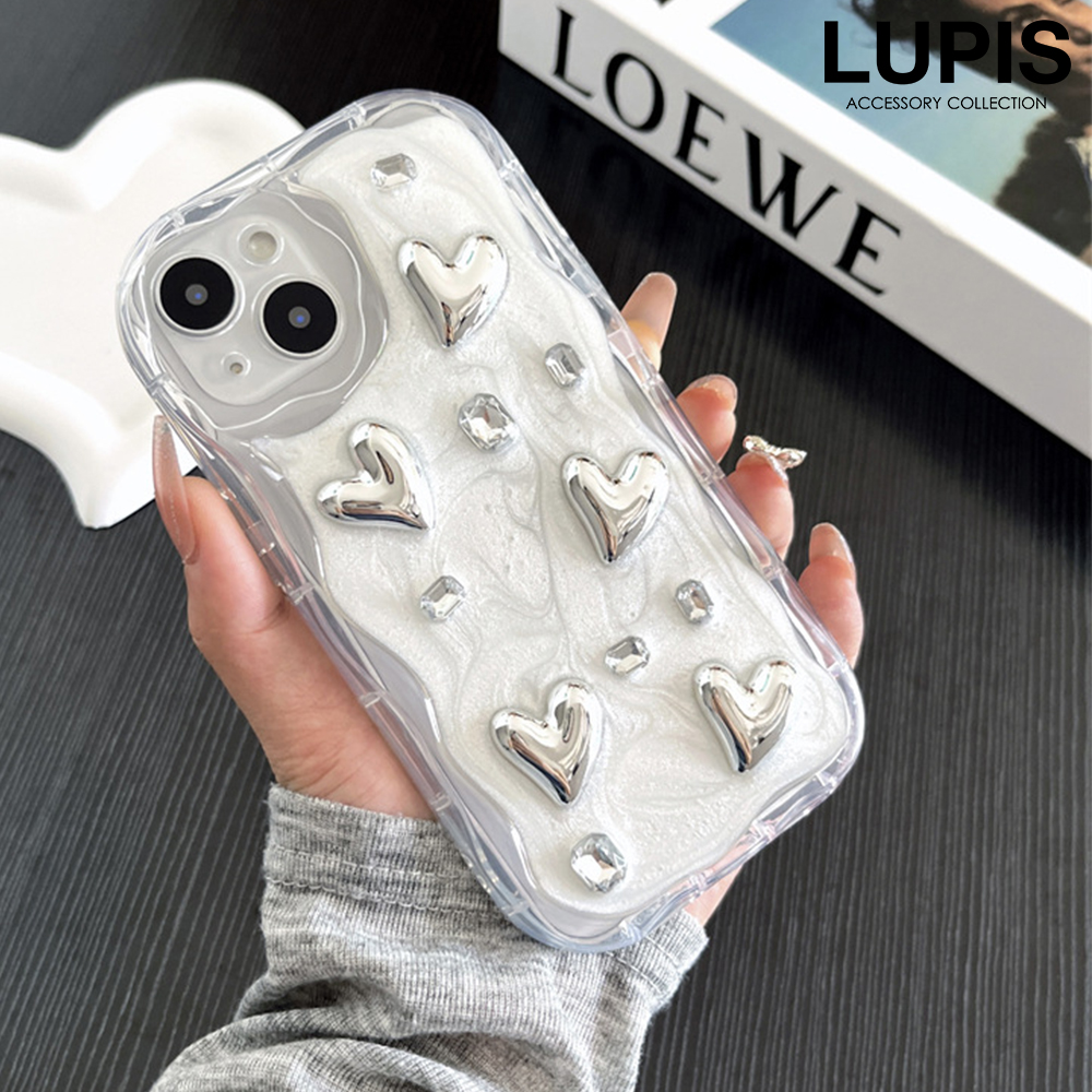 iPhoneケース iPhone14 iPhone15 ハート メタル キラキラ かわいい カジュアル ガーリー マーブル ウェーブ 韓国 韓国っぽ ルピス lupis |  | 01