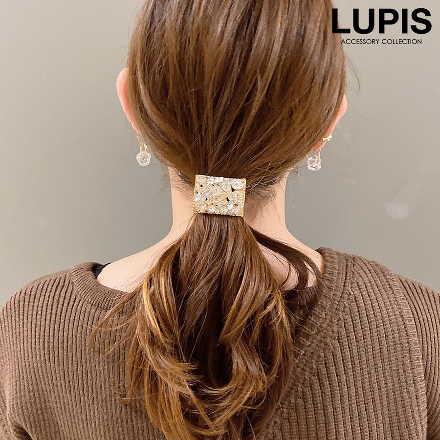 ヘアゴム ヘアアクセサリー ビジュー プレート ストーン キラキラ ゴールド 大人 上品 おしゃれ ルピス LUPIS :o321:LUPIS  Yahoo!店 - 通販 - Yahoo!ショッピング