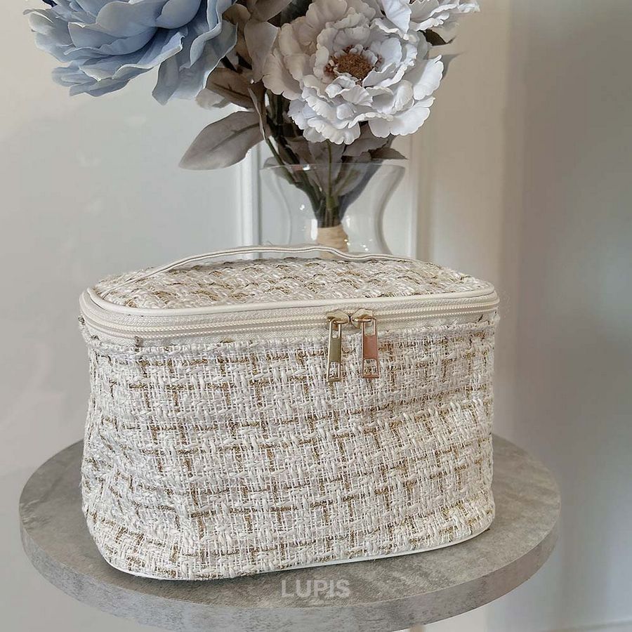 コスメポーチ メイクポーチ バニティポーチ 化粧ポーチ ツイード 上品