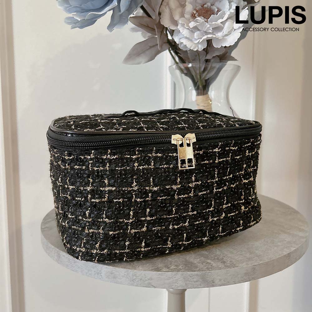 コスメポーチ メイクポーチ バニティポーチ 化粧ポーチ ツイード 上品