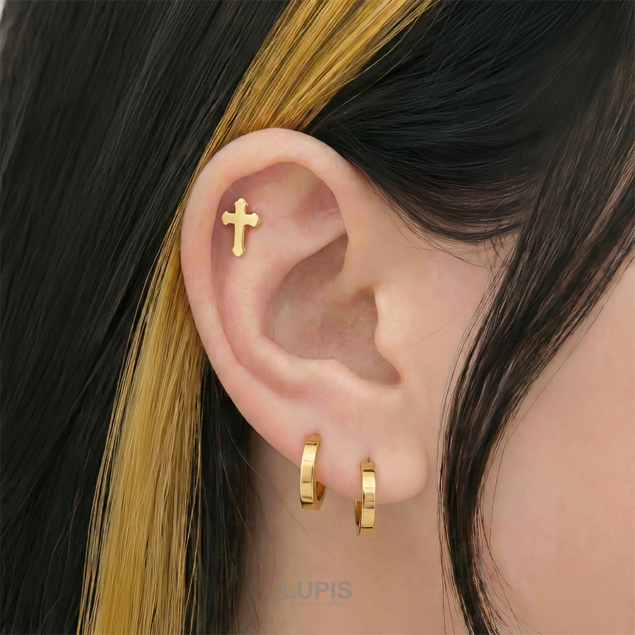 LUPIS（ルピス） ボディピアス 16G クロス ストレートバーベル 軟骨