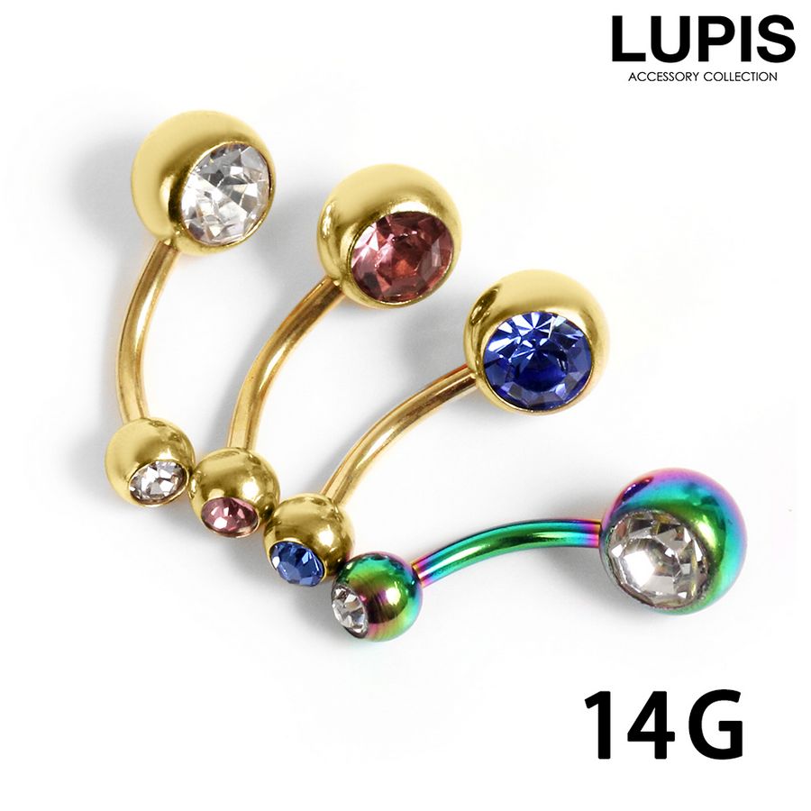 LUPIS（ルピス） ボディピアス 14G ストーン バナナバーベル 軟骨