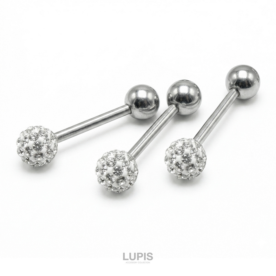 ★大粒！クリアルビーカット 11.5ミリ珠ビーズK(SA~SA+) LUPIS（ルピス） ボディピアス 14G ストレートバーベル ジュエル