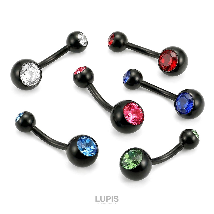 LUPIS（ルピス） ボディピアス 14G ブラック バナナバーベル へそ
