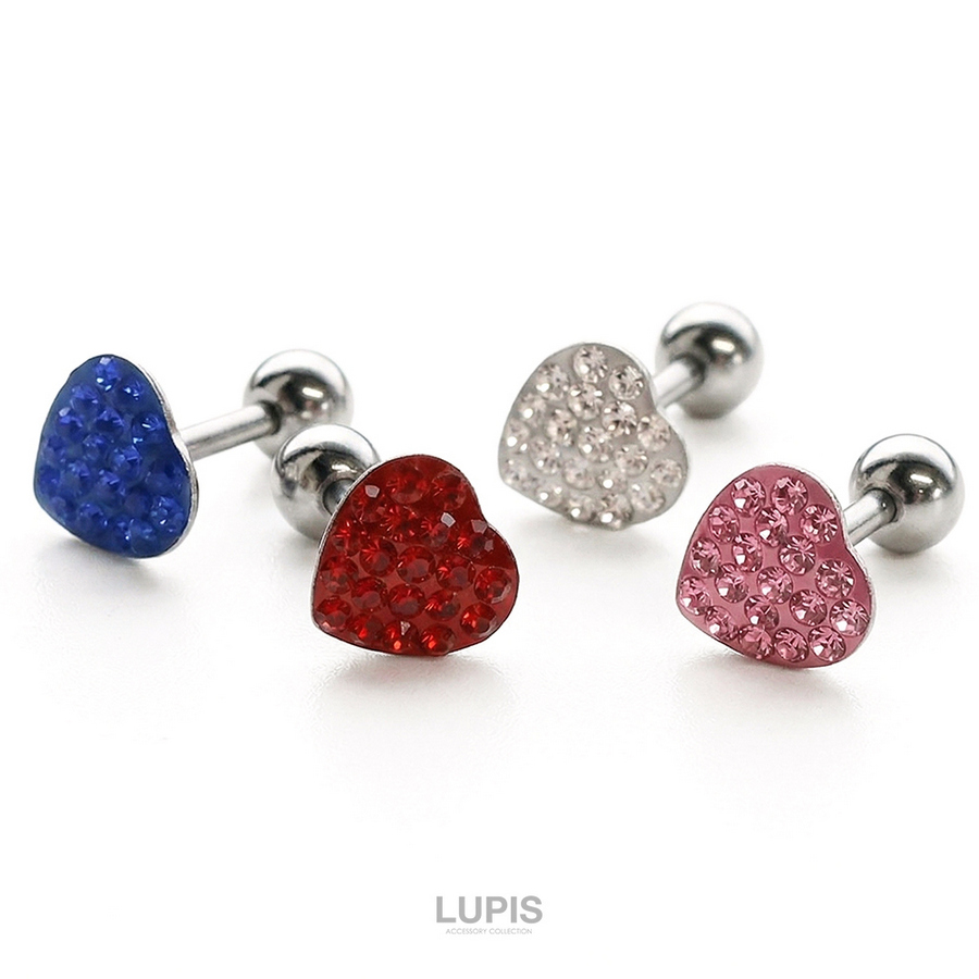 LUPIS（ルピス） ボディピアス 16G ハート パヴェ ストーン ストレート