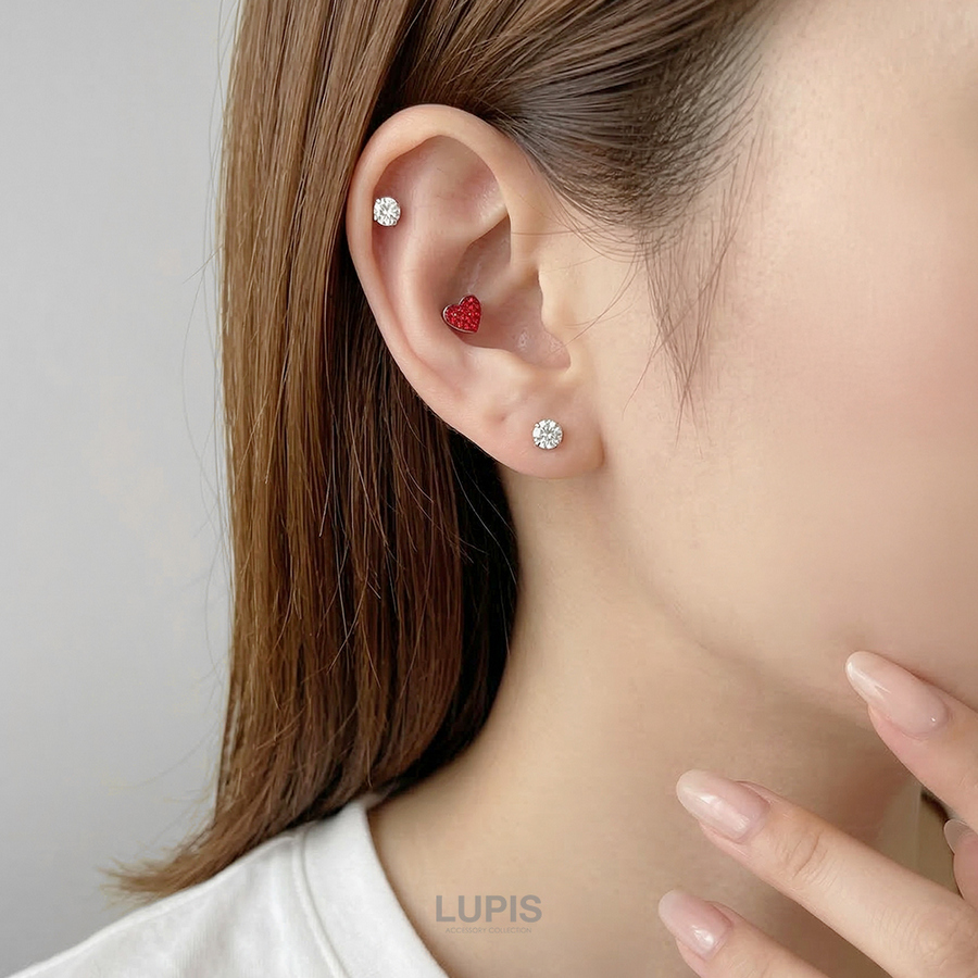 LUPIS(ルピス) ボディピアス 16G ハート パヴェ ストーン ストレート LUPIS(ルピス) ボディピアス 16G ハート パヴェ ストーン ストレート