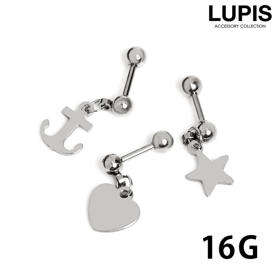 LUPIS（ルピス） ボディピアス 16G ストレートバーベル 軟骨ピアス