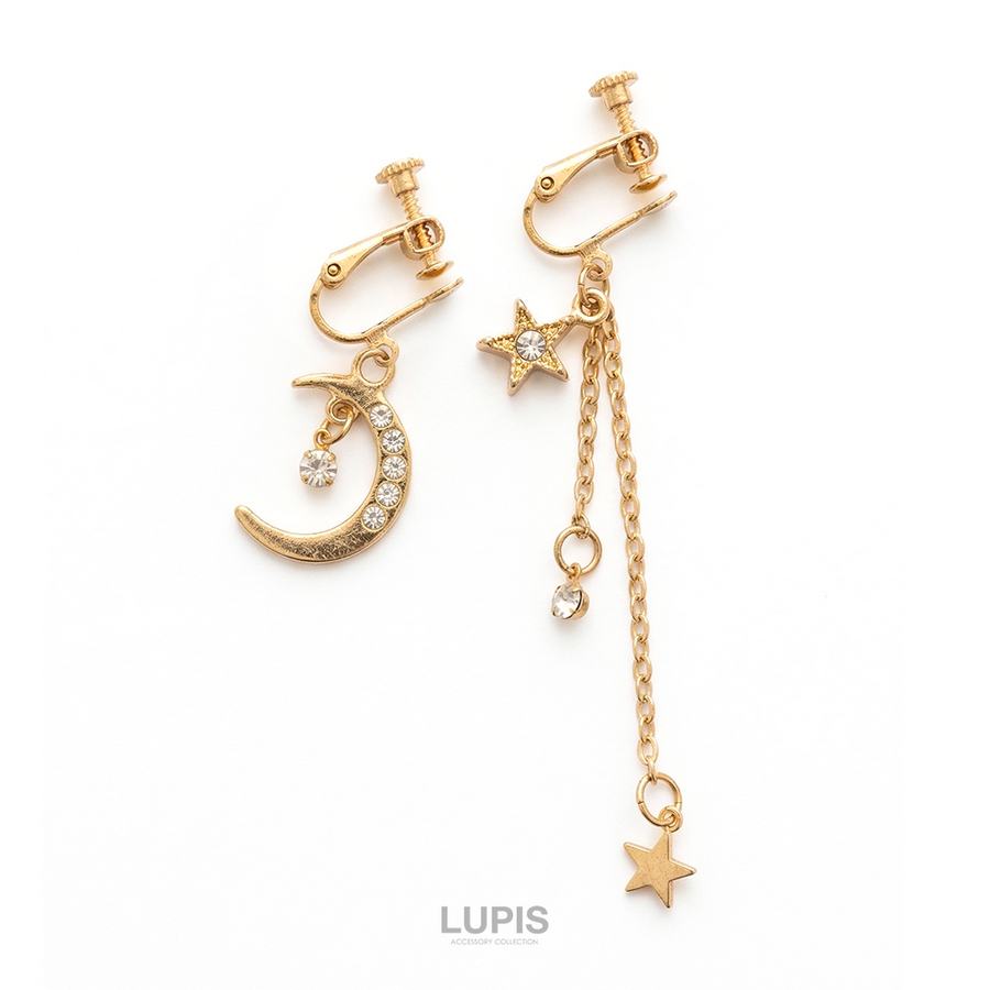LUPIS（ルピス） イヤリング ムーン スター アシンメトリー チェーン