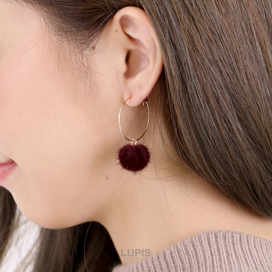 LUPIS（ルピス） ピアス フープピアス レディース ファーボール