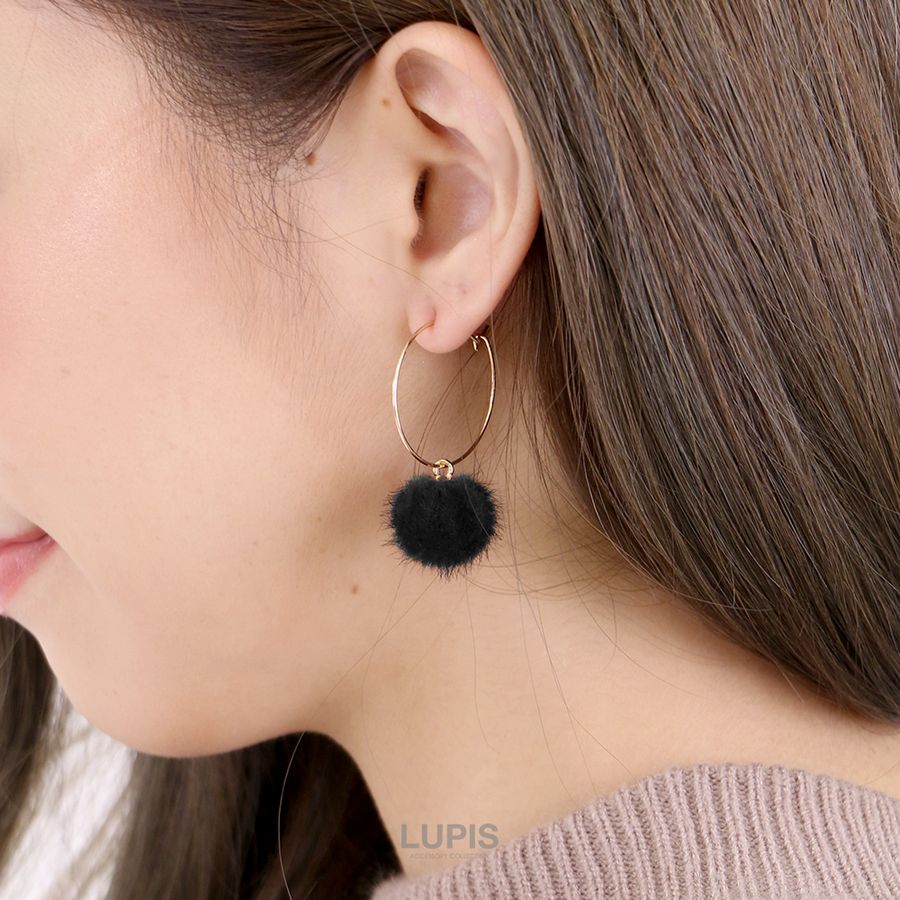 LUPIS（ルピス） ピアス フープピアス レディース ファーボール