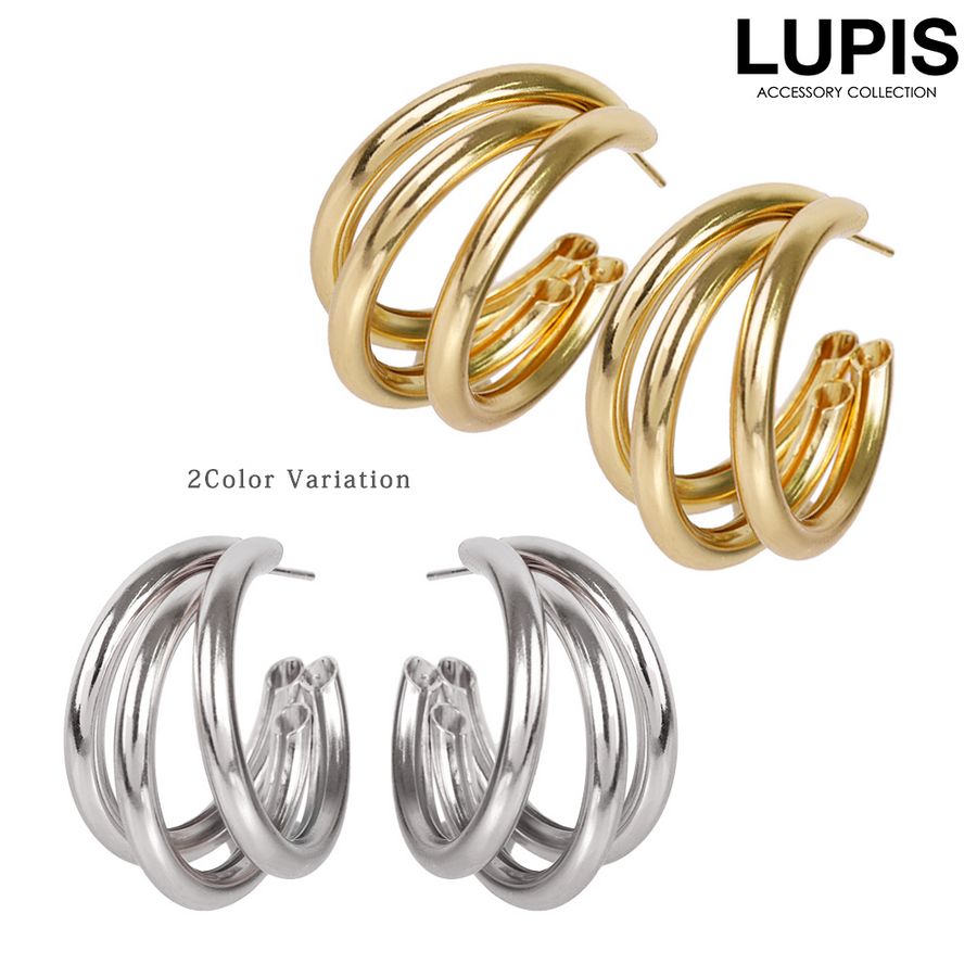 ピアス フープピアス ワイド メタル ゴールド シルバー 20代 30代 40代 ルピス LUPIS :v0703:LUPIS Yahoo!店 -  通販 - Yahoo!ショッピング