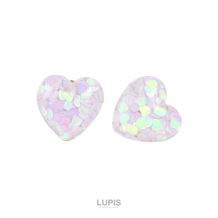 イヤリング ハート が大特価 ホログラム 小さめ おしゃれ ミックス ホワイト 大人 ルピス かわいい