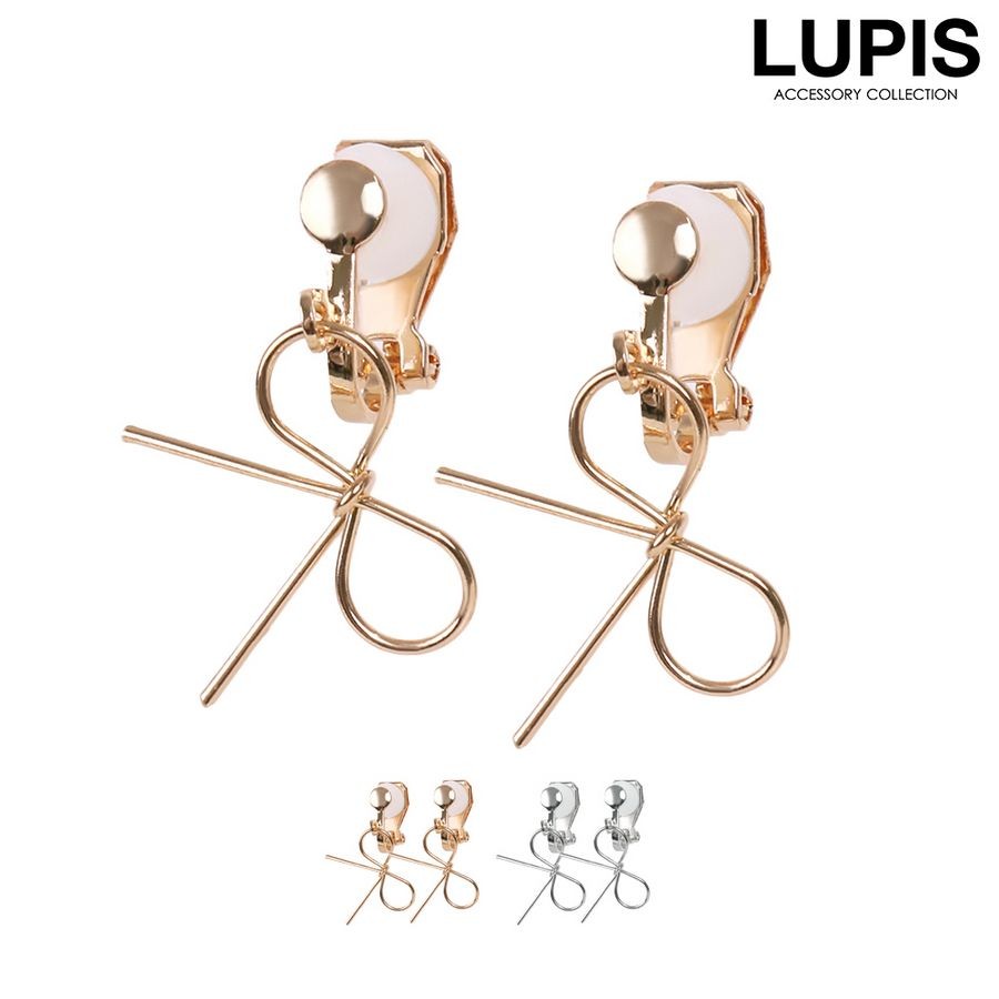 LUPIS イヤリング シンプル リボン ワイヤー ゴールド シルバー