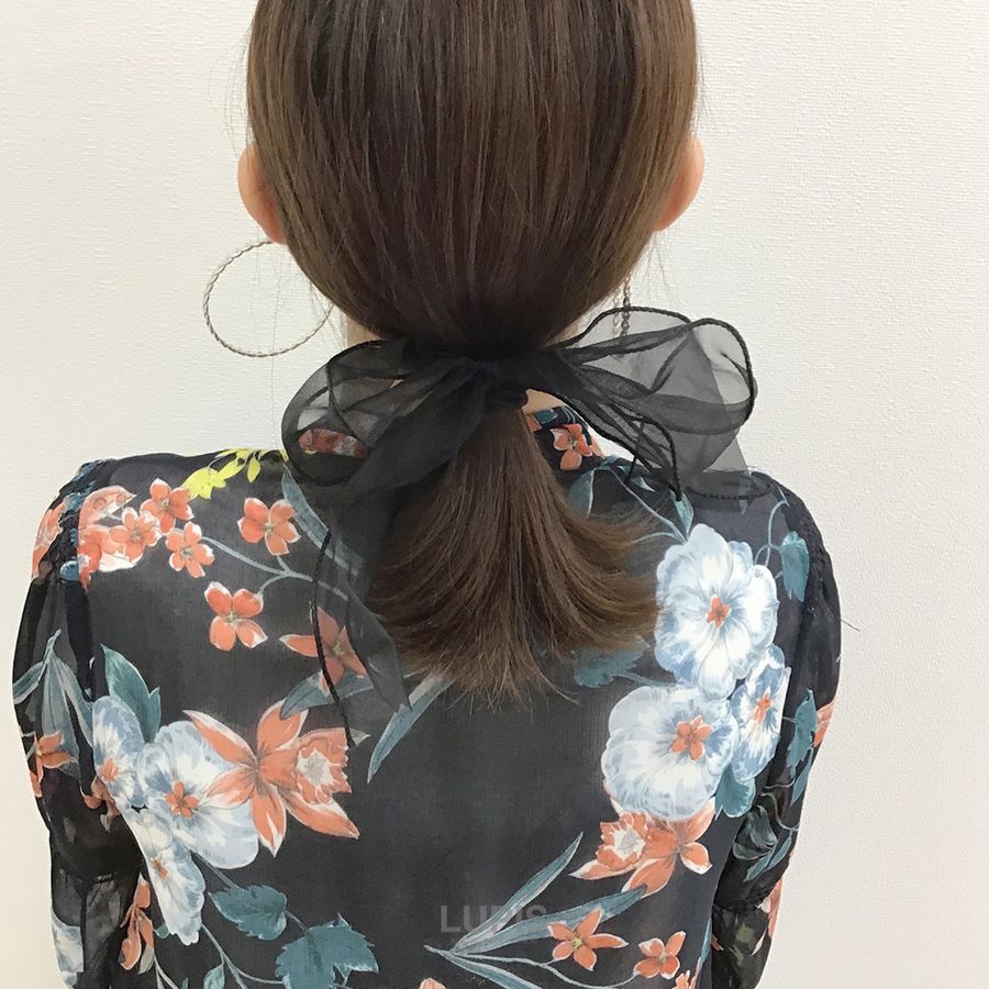 LUPIS ヘアゴム ヘアアクセサリー リボン オーガンジー シアー LUPIS ヘアゴム ヘアアクセサリー リボン オーガンジー シアー