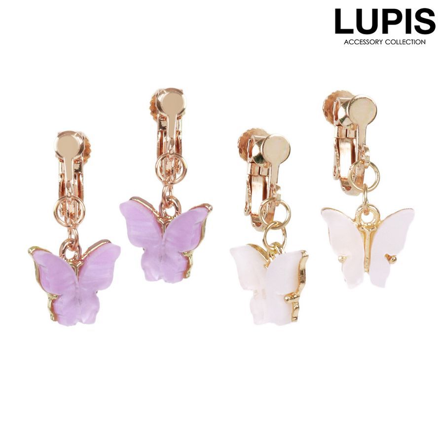 イヤリング バタフライ 揺れる 小さめ ホワイト ピンク かわいい ルピス LUPIS :v1106:LUPIS Yahoo!店 - 通販 -  Yahoo!ショッピング