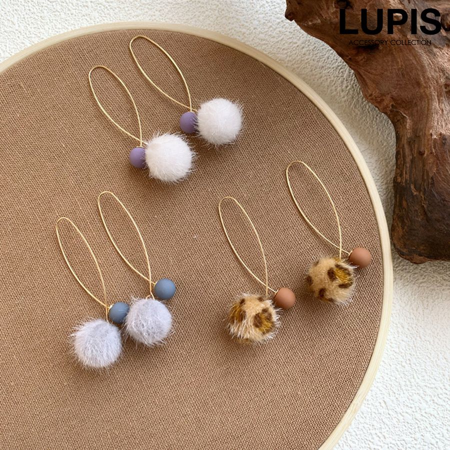 LUPIS ピアス アメリカンピアス ファーボール レオパード 大ぶり 