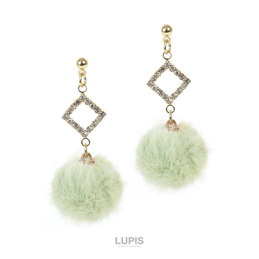 LUPIS ピアス レディース ファー ビジュー 揺れる パヴェ ストーン 