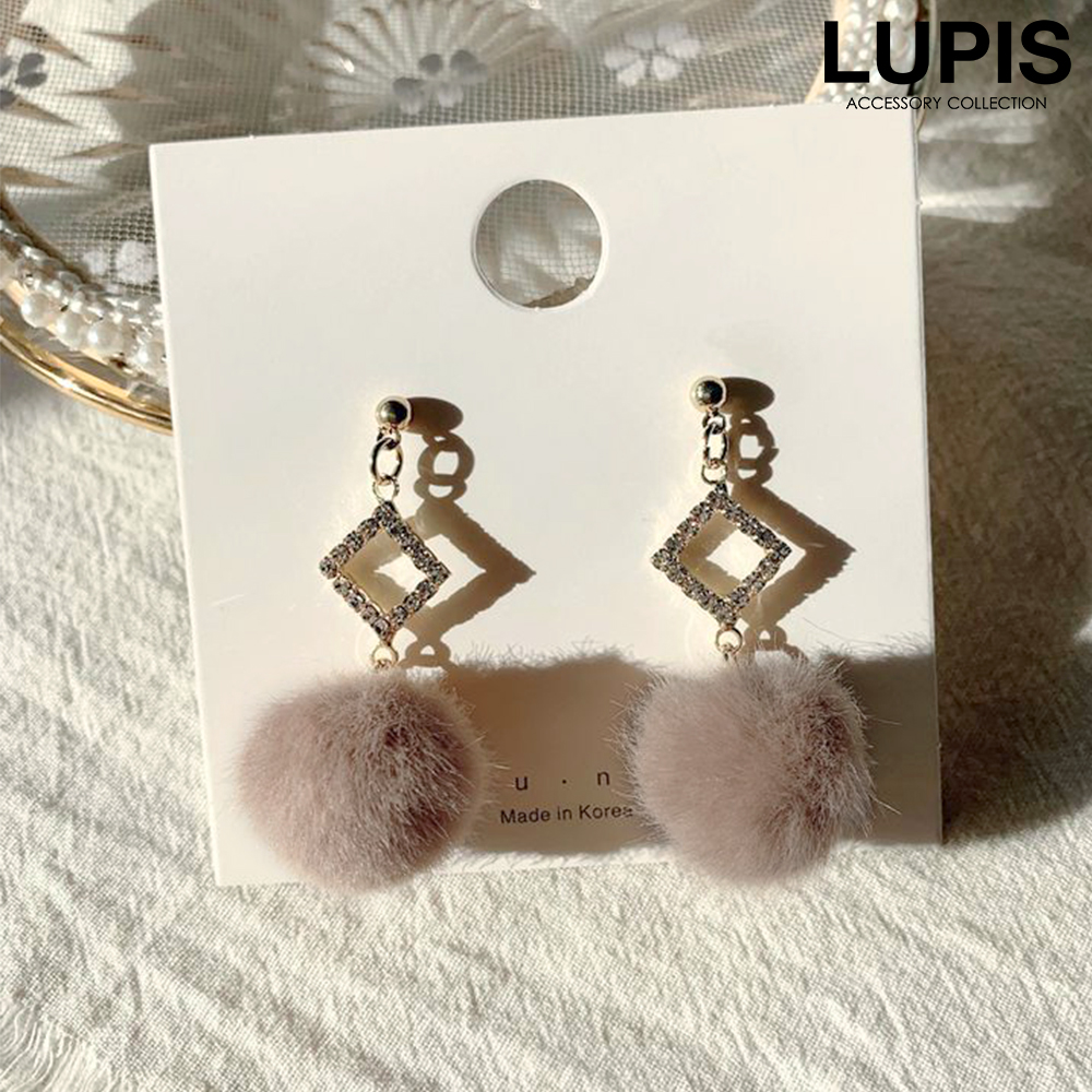 LUPIS ピアス レディース ファー ビジュー 揺れる パヴェ ストーン 