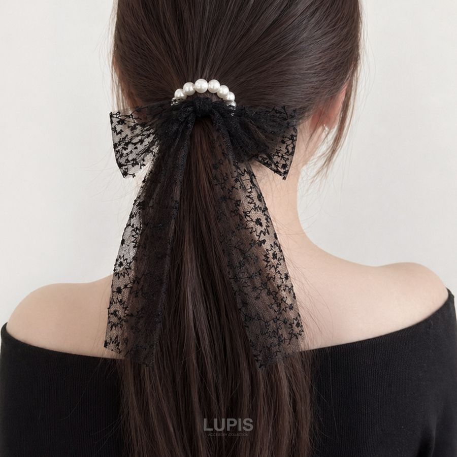 LUPIS（ルピス） ヘアゴム リボン パール ヘアアクセサリー 刺繍