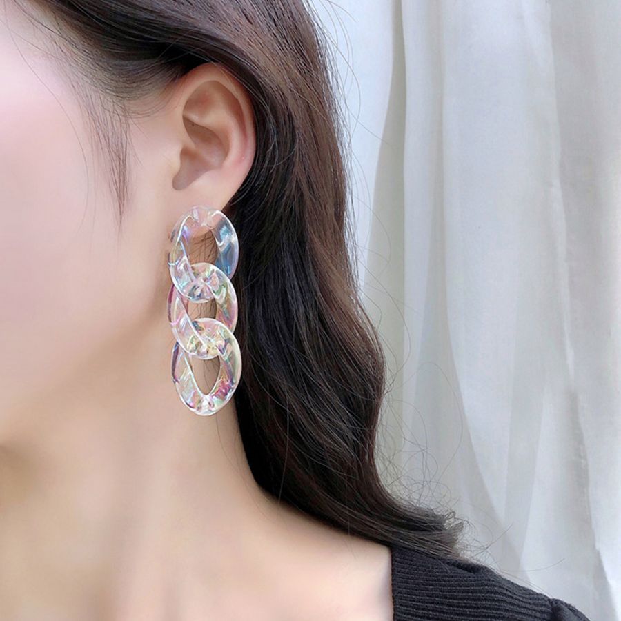 LUPIS（ルピス） ピアス レディース チェーン オーロラ クリア 大ぶり