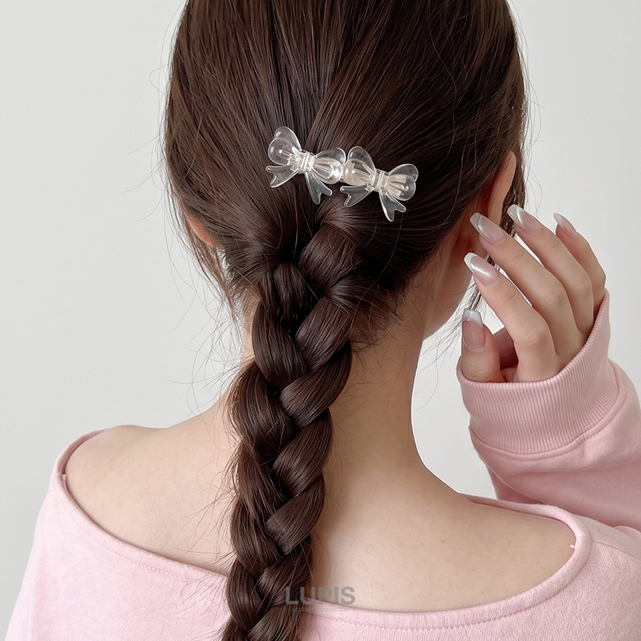 LUPIS（ルピス） ヘアアクセサリー ヘアクリップ リボン クリア 透明