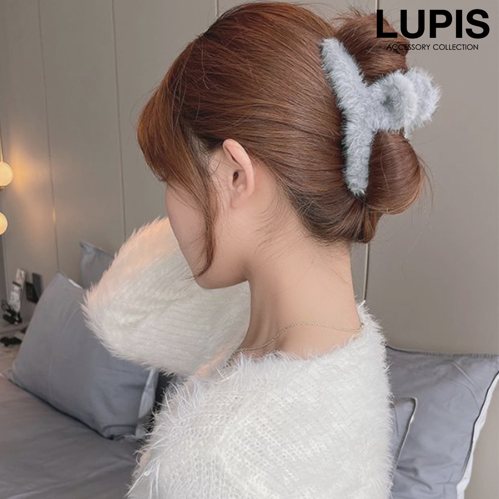 acca ヘアクリップ グレー ファー LUPIS（ルピス） バンスクリップ ヘアクリップ ファー クリップ ハーフ