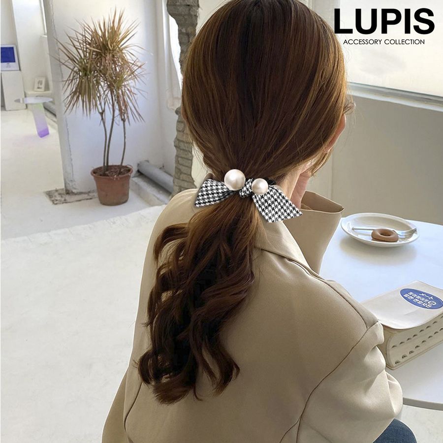 ヘアゴム ヘアアクセサリー リボン パール 上品 大人 ガーリー 千鳥 ジャージヘアゴム おしゃれ かわいい ルピス LUPIS :v1829: LUPIS Yahoo!店 - 通販 - Yahoo!ショッピング