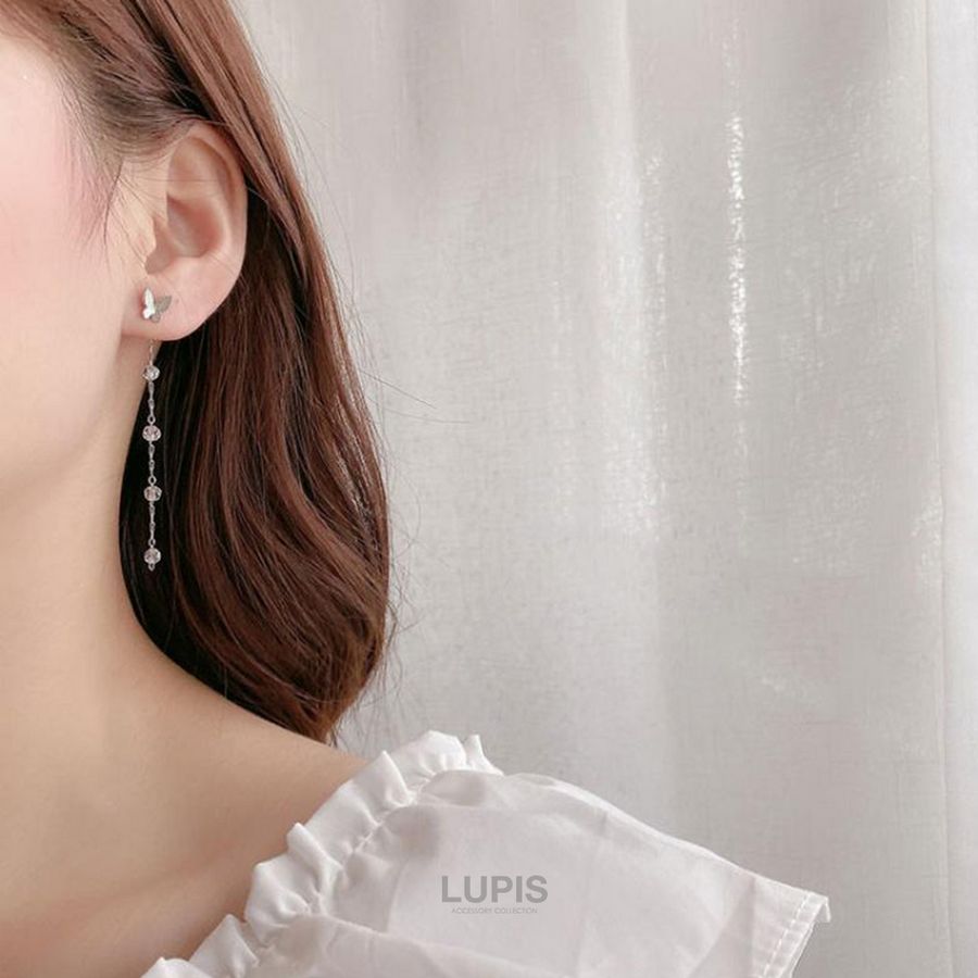 JLO ビーズチェーン付きピアス LUPIS（ルピス） ピアス レディース バタフライ ビーズチェーン ロング