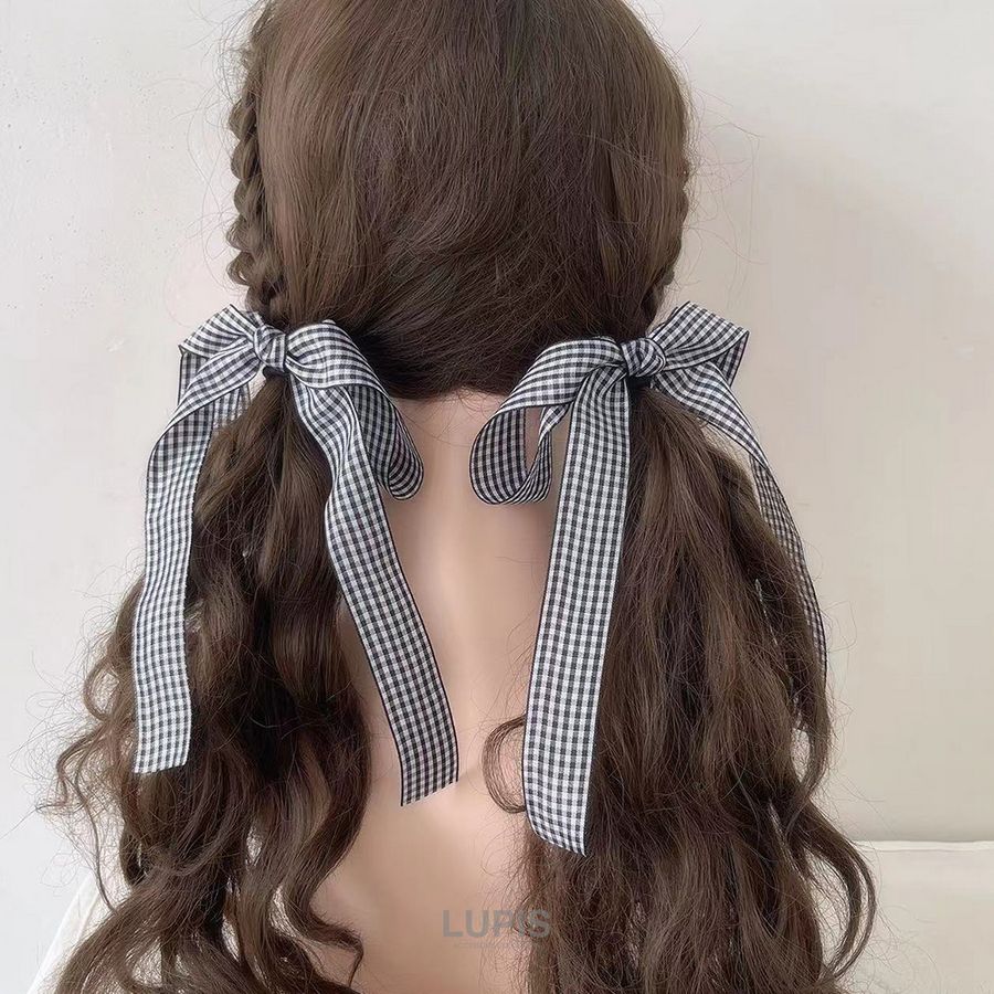 【ガーリーで可愛♪】CELINE チェック リボン ヘアクリップ LUPIS ヘアアクセサリー ヘアクリップ リボン ギンガムチェック