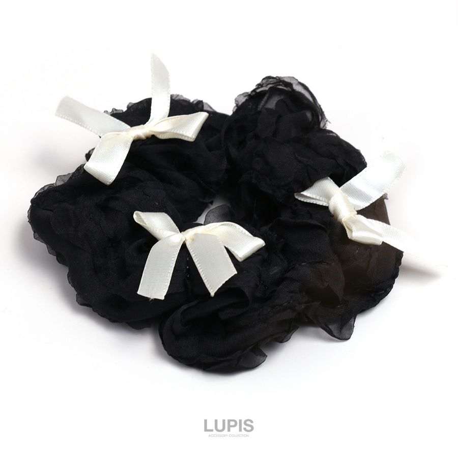 【新品未使用】BELLA ブラック ヘアゴム フリルデザイン LUPIS（ルピス） ヘアアクセサリー シュシュ ヘアゴム リボン フリル