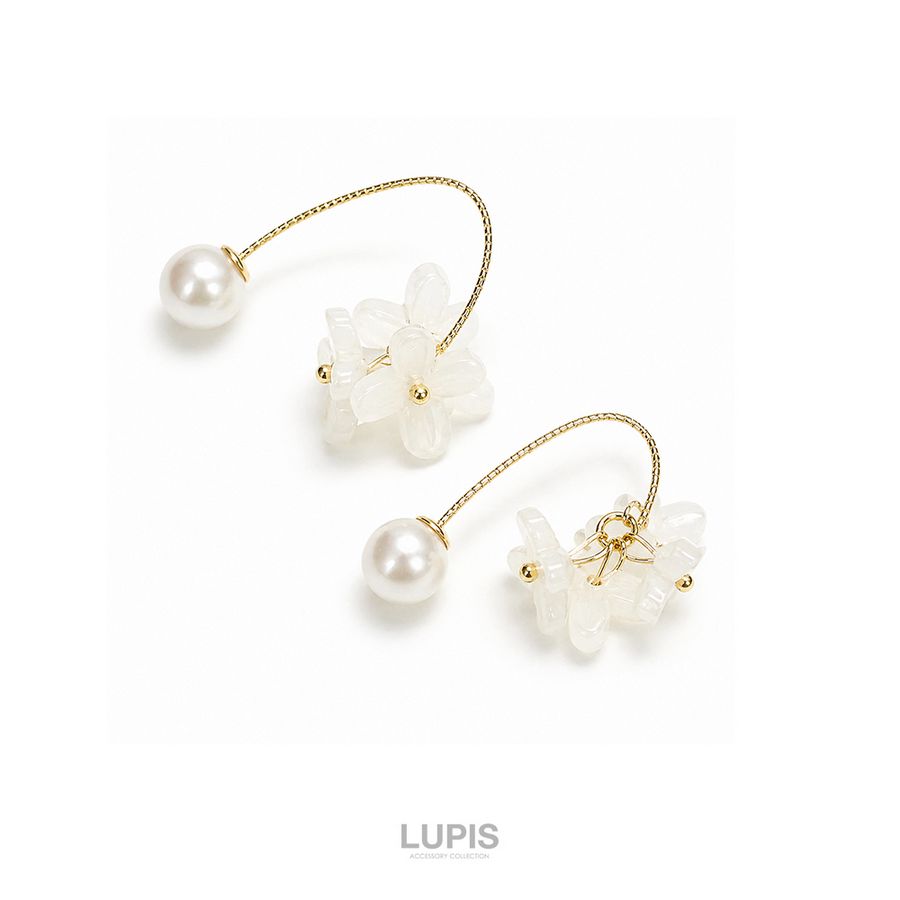 るるべちゃん　アーティフィシャルフラワーブーケ ブートニア付　パールピアス LUPIS（ルピス） ピアス レディース フラワー ブーケ パール かわいい