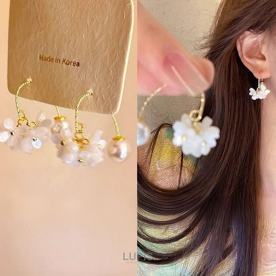 るるべちゃん　アーティフィシャルフラワーブーケ ブートニア付　パールピアス LUPIS（ルピス） ピアス レディース フラワー ブーケ パール かわいい