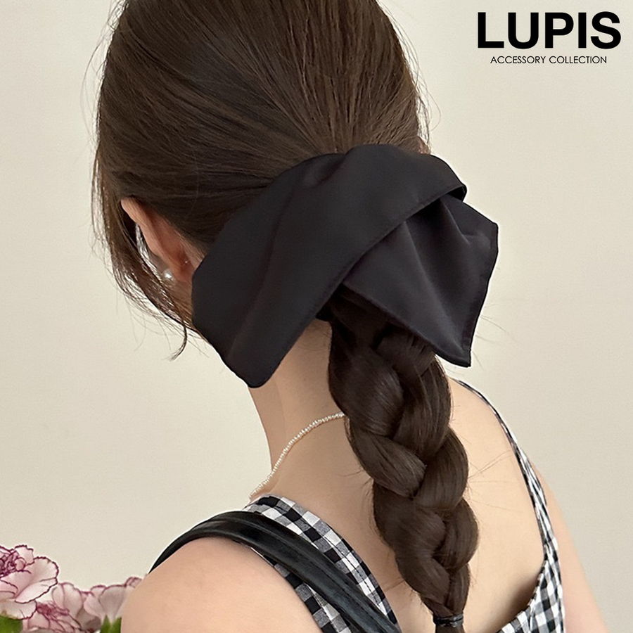LUPIS（ルピス） ヘアアクセサリー シュシュ 大きめ 黒 フリル