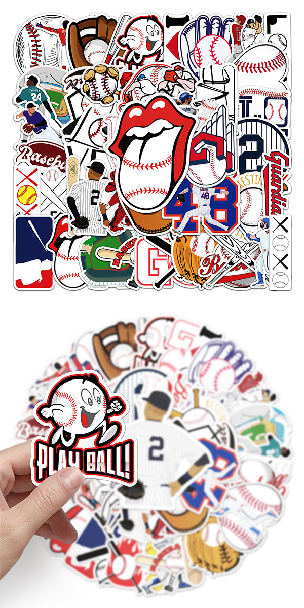 最大45%OFFクーポン 野球 ステッカー 50枚セット PVC 防水 シール WBC ベースボール メジャーリーグ ソフトボール スポーツ  スーツケース MacBook