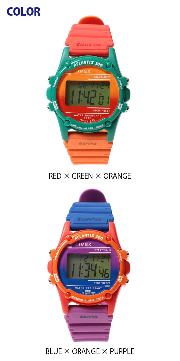 TIMEX × BEAMS 別注 デジタル 腕時計 アトランティス100 クレイジー 