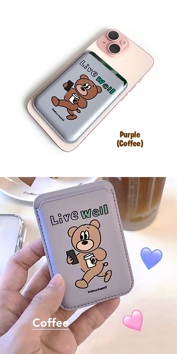 MagSafe対応 iPhone クマ カードホルダー 磁気 外付け カードケース
