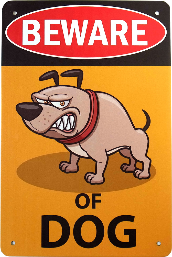犬に注意 ブリキ看板 20cm×30cm アメリカ USA 番犬注意 猛犬注意 ペット持ち込み禁止 警告 サインボード