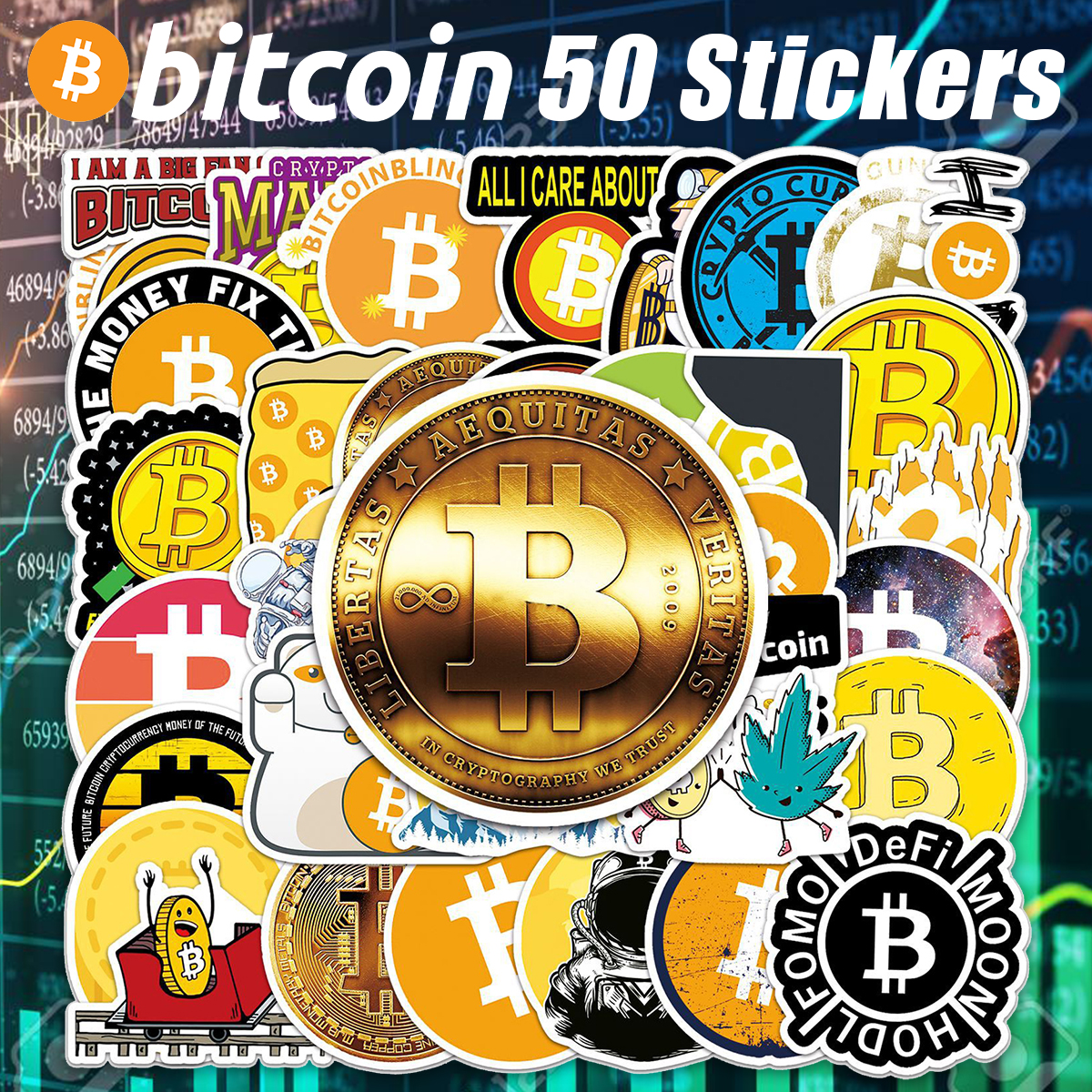 ビットコイン ドージコイン BAYC ステッカー 50枚セット PVC 防水 シール 柴犬 キャラクター 仮想通貨 Bitcoin Doge coin  投資 イーロンマスク アルトコイン NFT