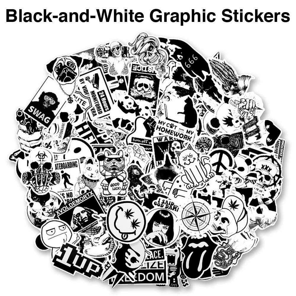 モノクロ グラフィック ステッカー 25枚セット ストリート白黒 音楽 防水 シール PC スーツケースなどに  :blk-wht-sticker-01:LUPO - 通販 - Yahoo!ショッピング