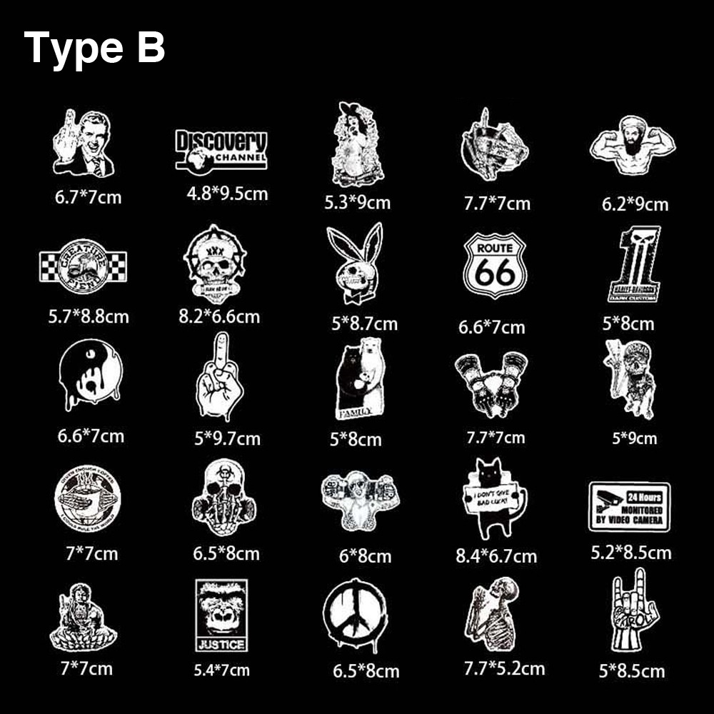 モノクロ グラフィック ステッカー 25枚セット ストリート白黒 音楽 防水 シール PC スーツケースなどに  :blk-wht-sticker-01:LUPO 通販 
