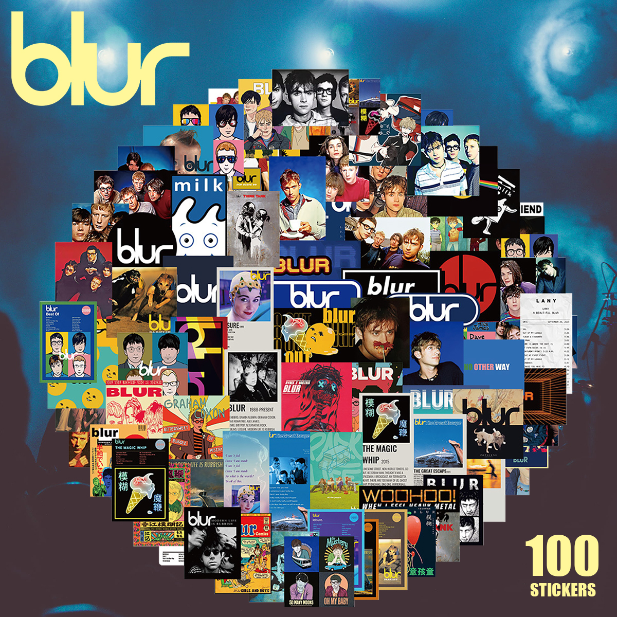 blur レコード 新品未開封 ステッカー付き Blur ブラー ステッカー 100枚セット PVC 防水 シール 大量 ロック