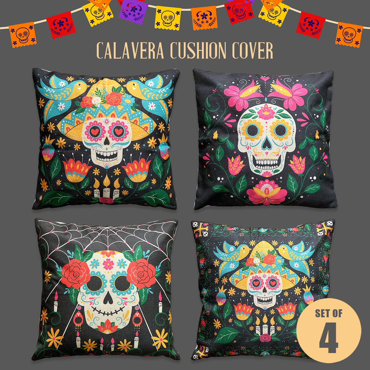 4枚セット クッションカバー 45×45cm 全12種類 インテリア 雑貨 北欧