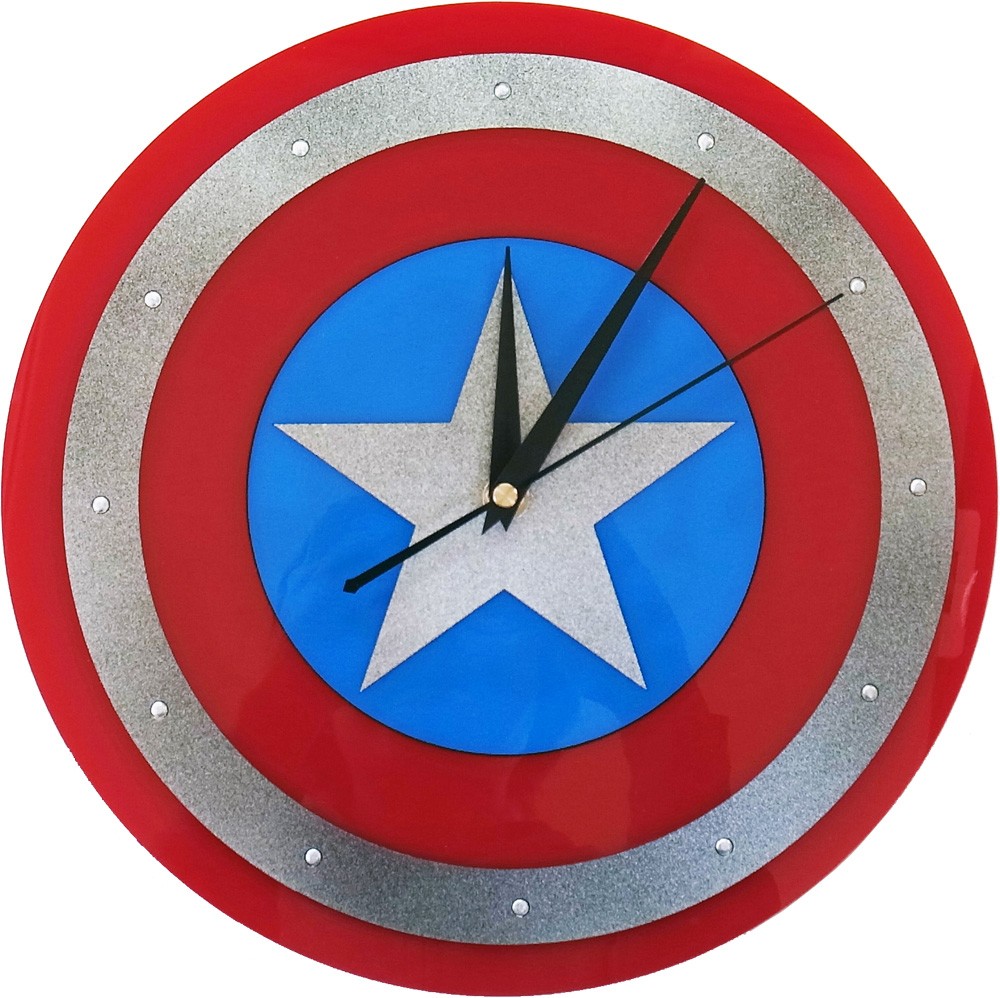 キャプテンアメリカ デザイン ウォールクロック Captain America マーベル ヒーロー キャラクター 壁掛け時計 インテリア 雑貨  デザイナーズ 家具 映画