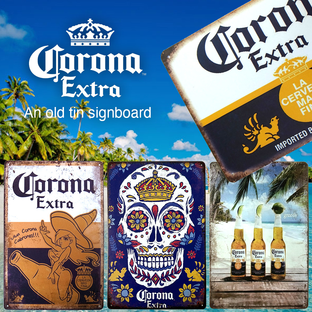 コロナ ビール ブリキ看板 20cm×30cm アメリカン雑貨 Corona Beer サインボード サインプレート バー レストラン