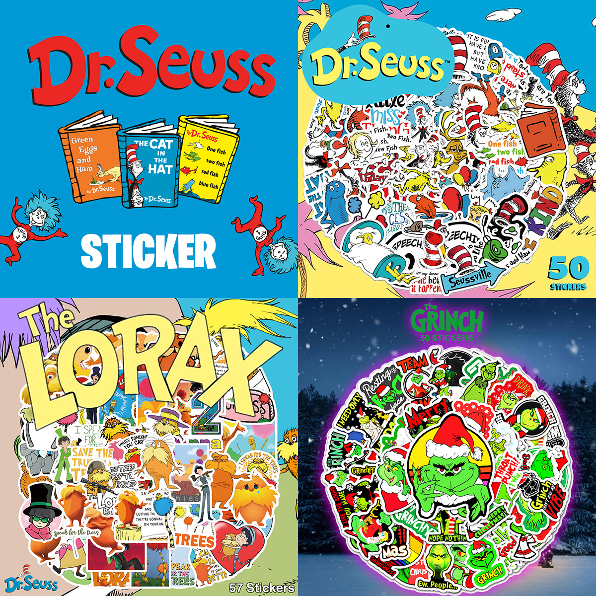 Dr. Seuss ステッカー 50枚セット ドクタースース グリンチ ロラックス
