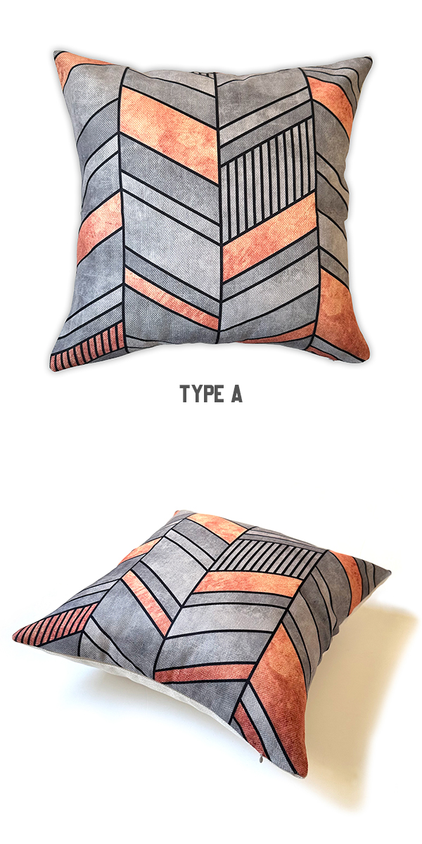 ジオメトリック クッションカバー 45×45cm グレー リネンコットン 幾何