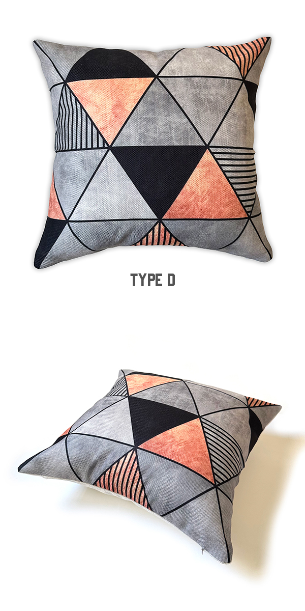 ジオメトリック クッションカバー 45×45cm グレー リネンコットン 幾何