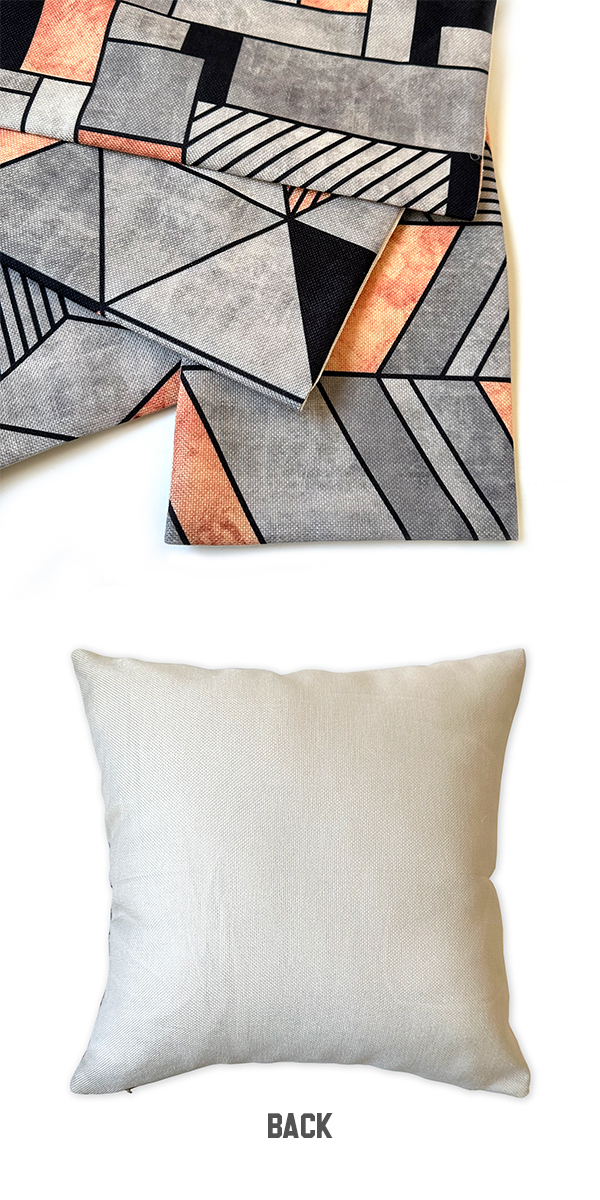 ジオメトリック クッションカバー 45×45cm グレー リネンコットン 幾何