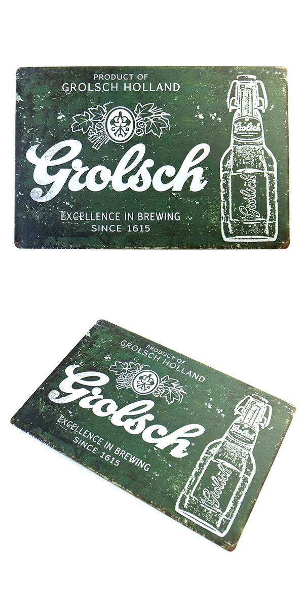 グロールシュ ビール ブリキ看板 20cm×30cm Grolsch beer アメリカン雑貨 サインボード サインプレート バー レストラン
