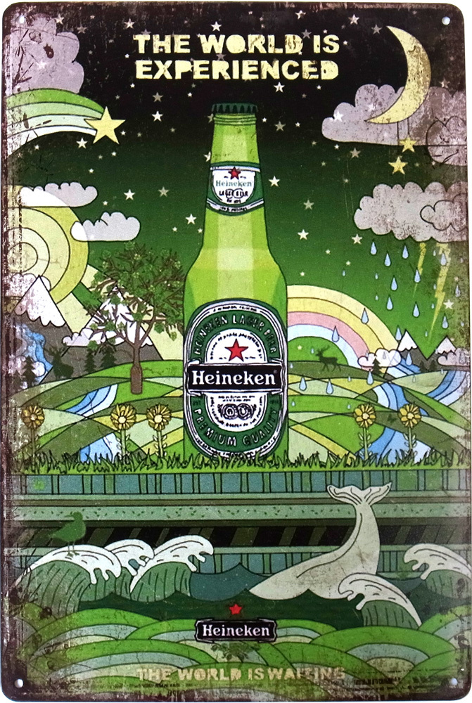 ハイネケン ビール ブリキ看板 ロゴ イラスト 20cm×30cm アメリカン雑貨 サインボード ディスプレイ バー レストラン